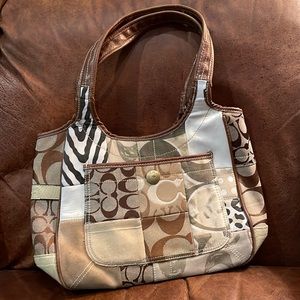 Coach Ergo brown/ khaki patchwork shoulder bag